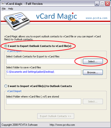 Export Contacts from Outlook to vCard 2.7